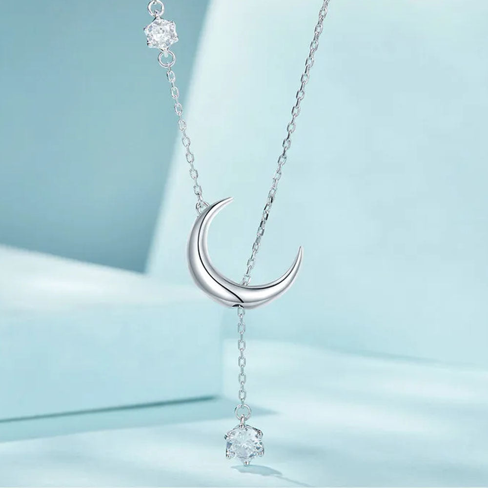 Lunara - Halsband med halvmåne och stenar