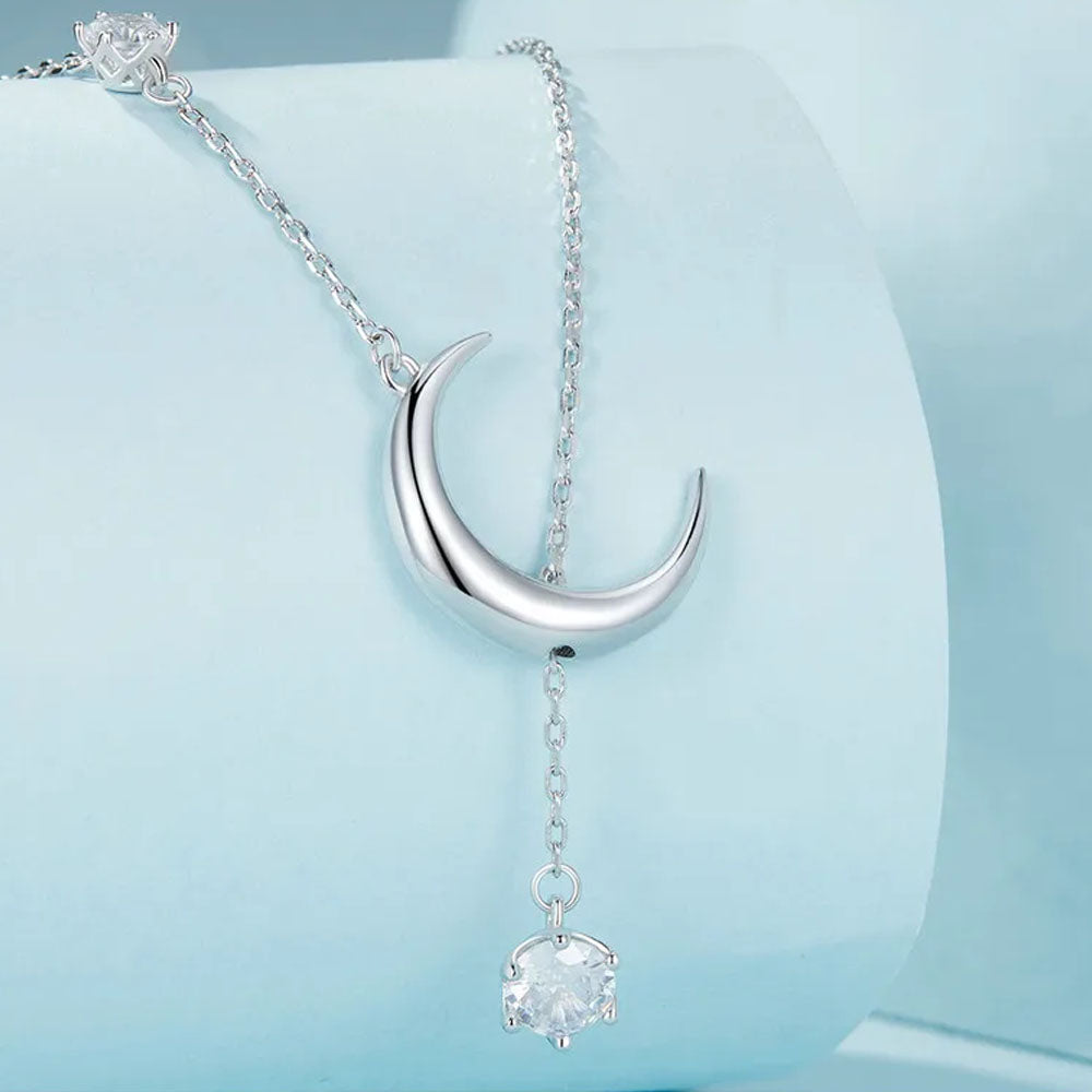 Lunara - Halsband med halvmåne och stenar
